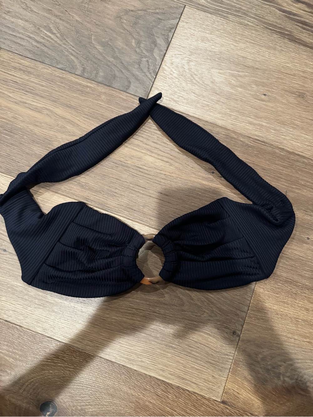 Montce Black Rib Tori Bandeau Bikini Top Size Medium - Picture 3 of 4